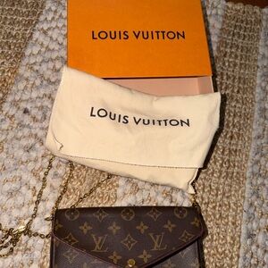 Louis Vuitton Brown Monogram Crossbody Bag with Gold Chain